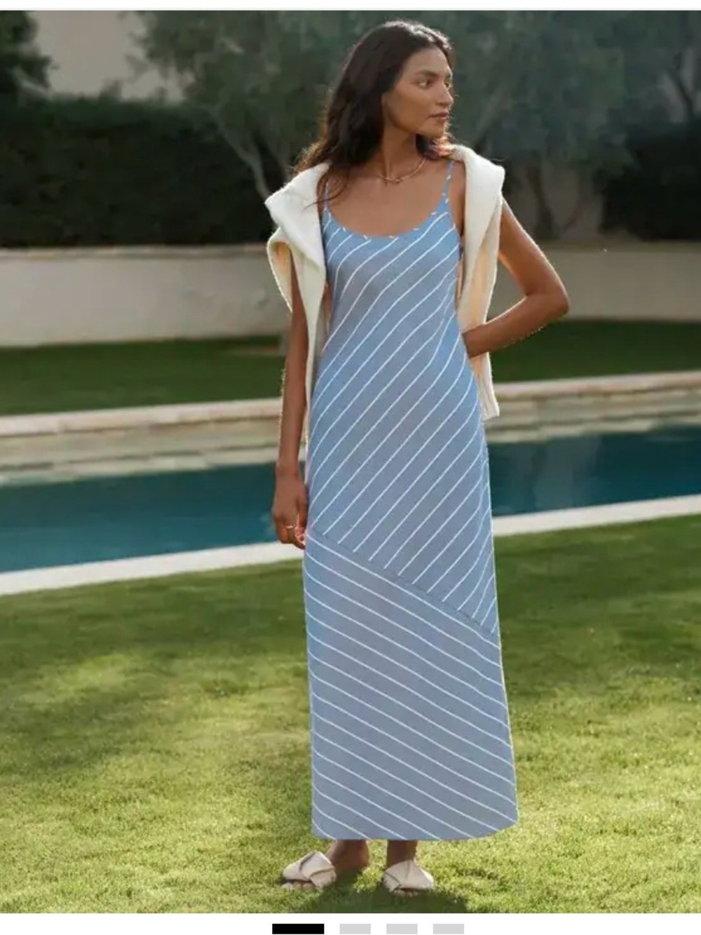Jenni Kayne Kendall Slip Dress Blue Striped Bias Cut Maxi XS
